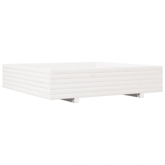 Jardinera De Madera Maciza De Pino Blanca 110x110x26,5 Cm_0