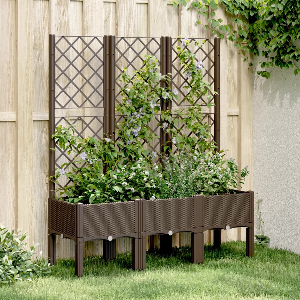 Jardinera Con Enrejado Pp Marrón 120x40x142 Cm_1