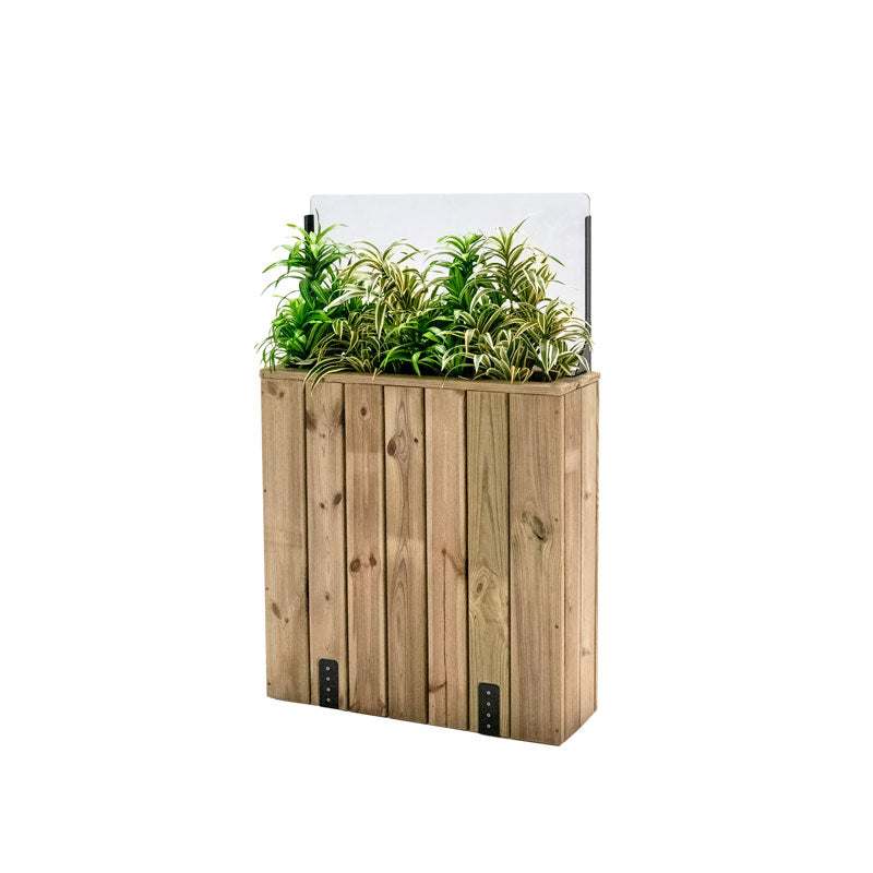 Jardinera Alta De Madera Con Anclaje Al Suelo Y Cortavientos 40 Cm 75 X 24 X 80 Cm Hortalia_0
