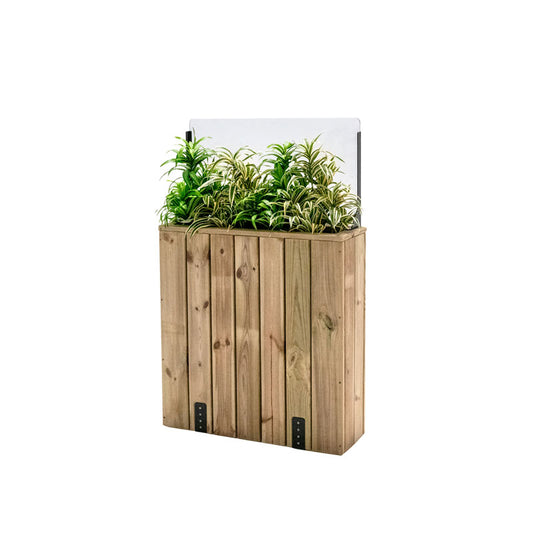Jardinera Alta De Madera Con Anclaje Al Suelo Y Cortavientos 40 Cm 75 X 24 X 80 Cm Hortalia_0