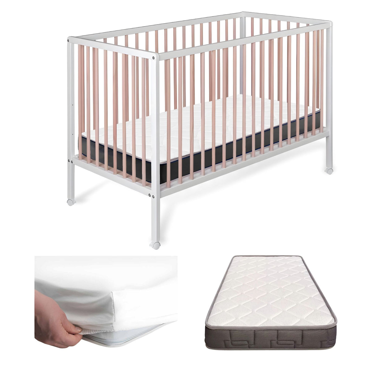 Cuna De Bebé Laponia Estilo Nórdico Natural 120x60 Cm Madera De Haya Con Colchón Morfeo Y Funda Impermeable_0