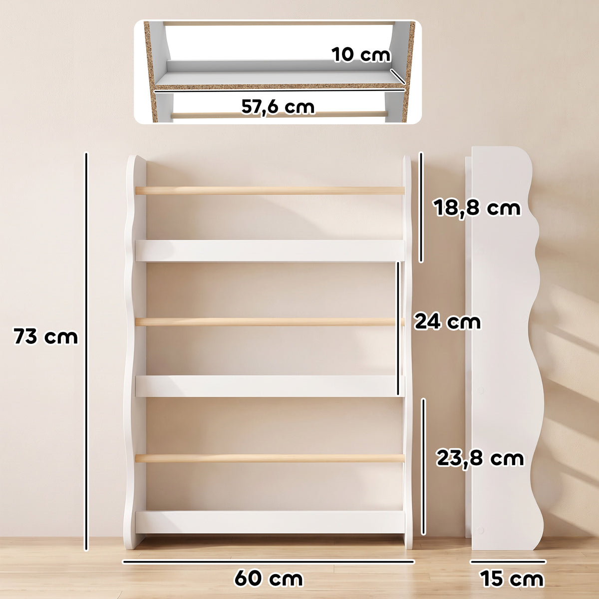 Estante De Livros Infantil Aiyaplay Painel De Partículas, Melamina Branco_2