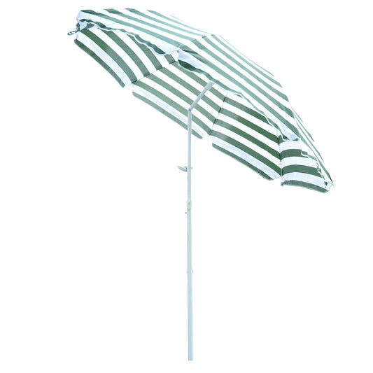 Sombrilla De Playa Outsunny Tela Poliéster, Metal Verde Y Blanco 180x180x200 Cm_0