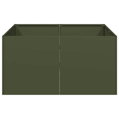 Jardinera De Acero Laminado En Frío Verde Oliva 80x80x40 Cm_3