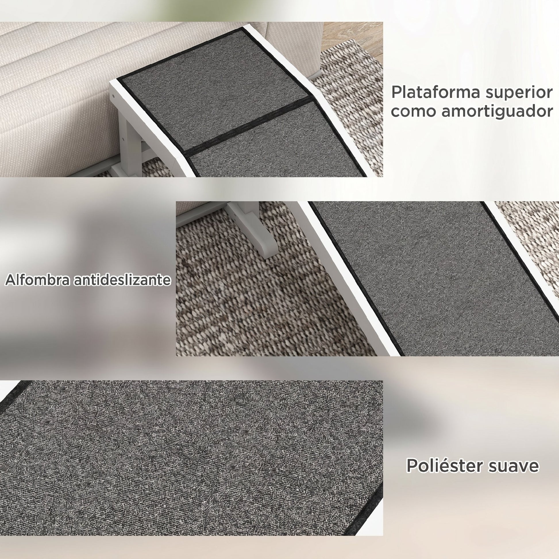 Pawhut Rampa Para Perros De Madera Con Alfombra Antideslizante 125x40x35,5 Cm_5