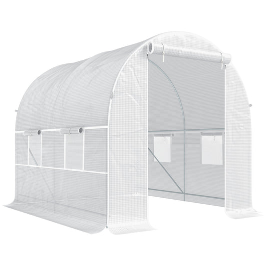 Invernadero De Túnel Con 4 Ventanas Outsunny 245x200x200 Cm Blanco_0