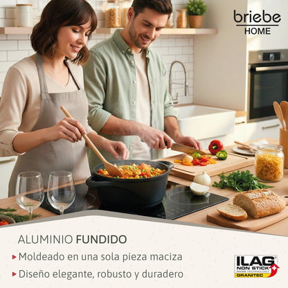 Briebe Batería De Cocina Inducción 8 Piezas Aluminio Fundido 4 Ollas Con Tapa De Cristal Antiadherente, Mgk-12, Negro_3
