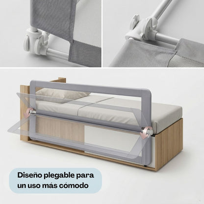 Bathby Barandilla De Cama Infantil 90 Cm – Altura Ajustable, Sistema Abatible, Malla Transpirable, Seguridad Anticaídas_1
