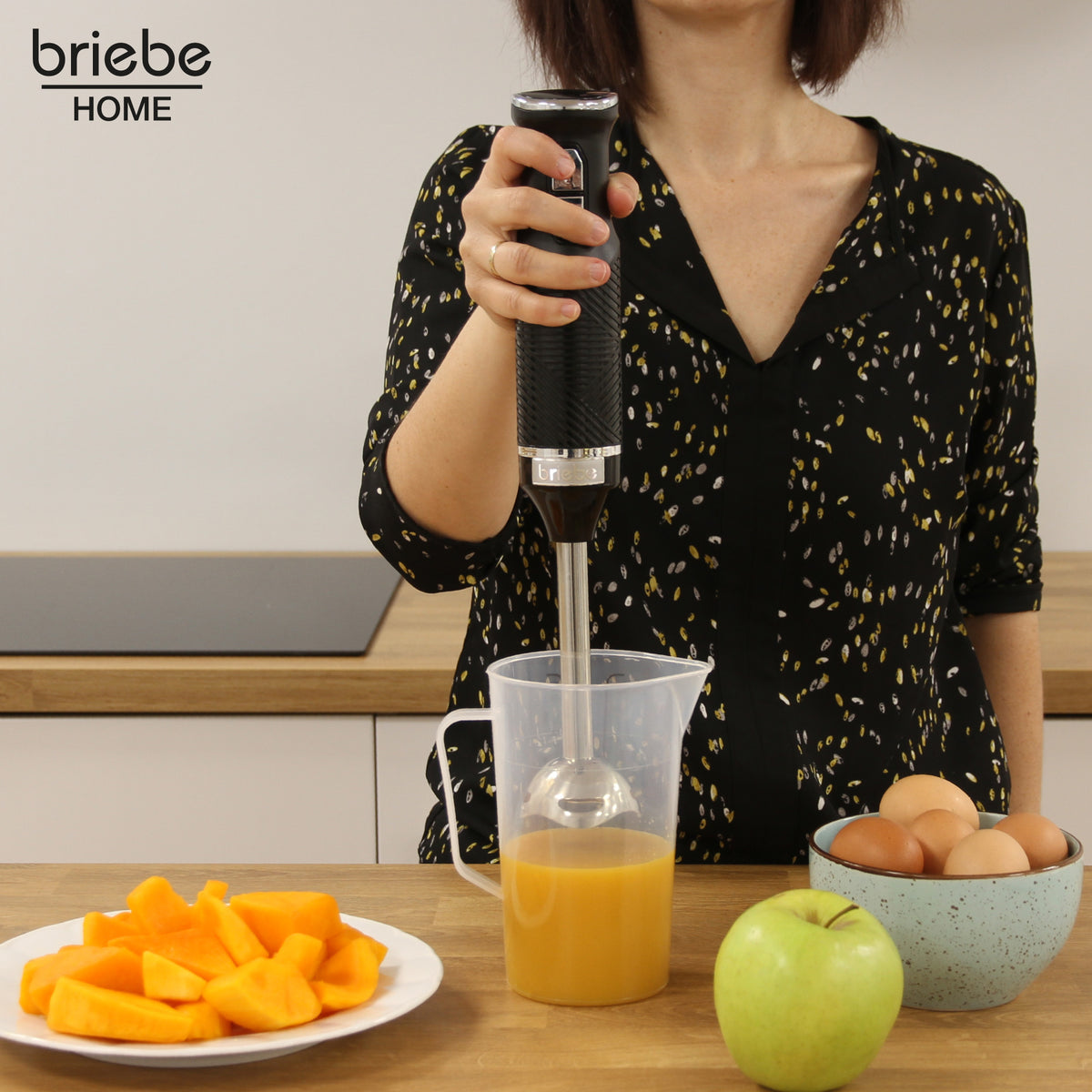 Briebe Batidora De Mano Brazo Desmontable, Cuchillas De Corte En Acero Inoxidable Diseño Ergonómico, Hb1173blk, Negro_2