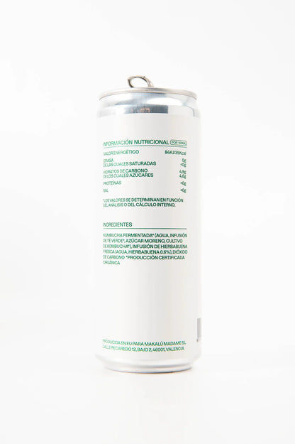 Kombucha vegana Makalú Pack 12 unidades Lata 330ml Sabor Hierbabuena_2