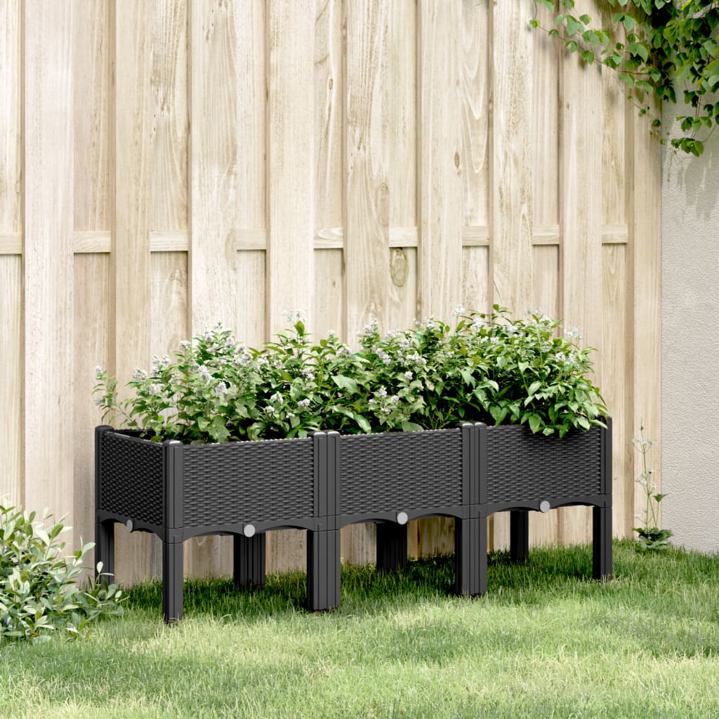 Jardinera Con Patas Pp Negro 120x40x42 Cm_1