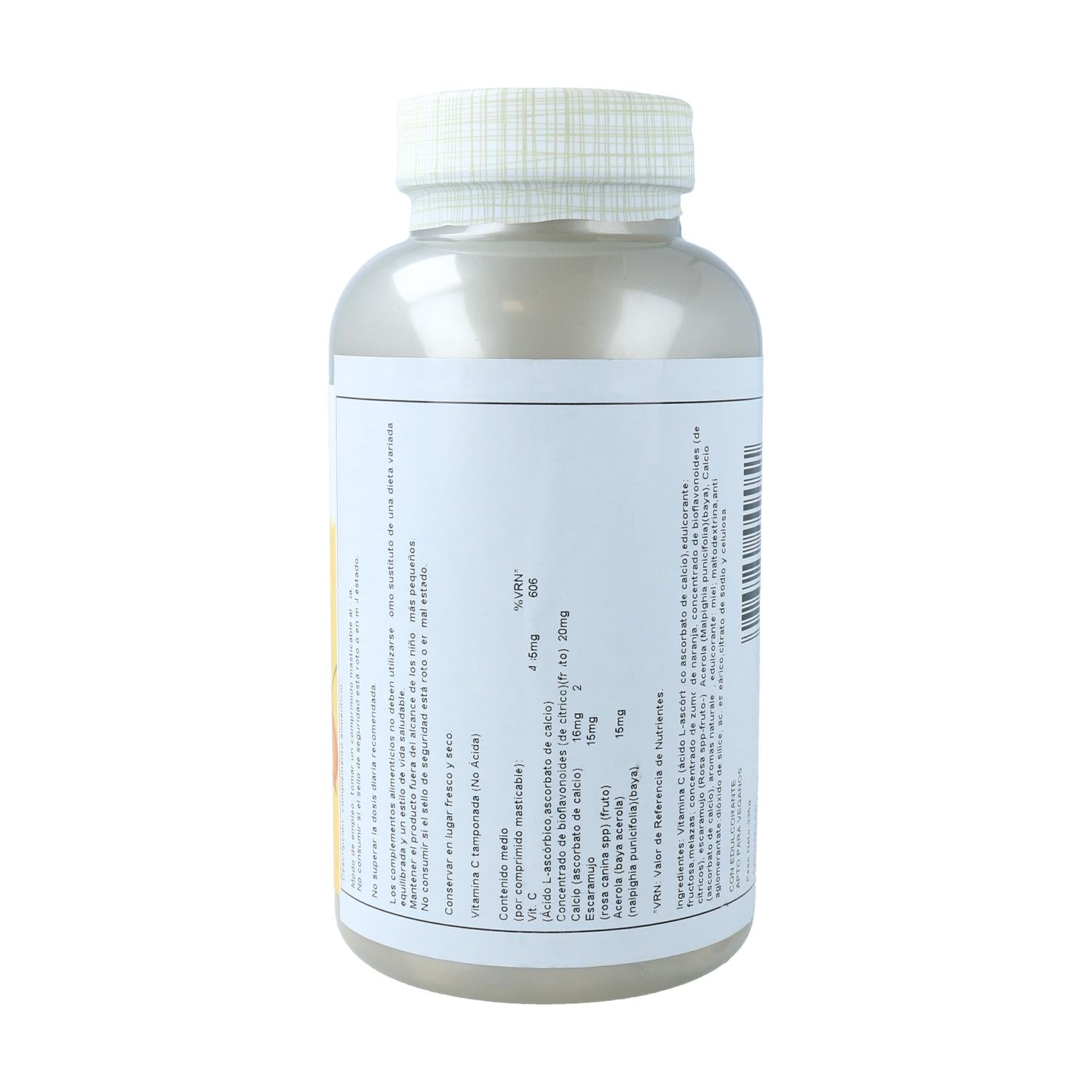 Vitamina C Masticable sabor Naranja 500 mg Solaray, 100 comprimidos.