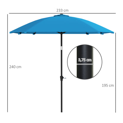 Outsunny Sombrilla De Terraza Exterior 233x233 Cm Con Ángulo Ajustable Azul_2