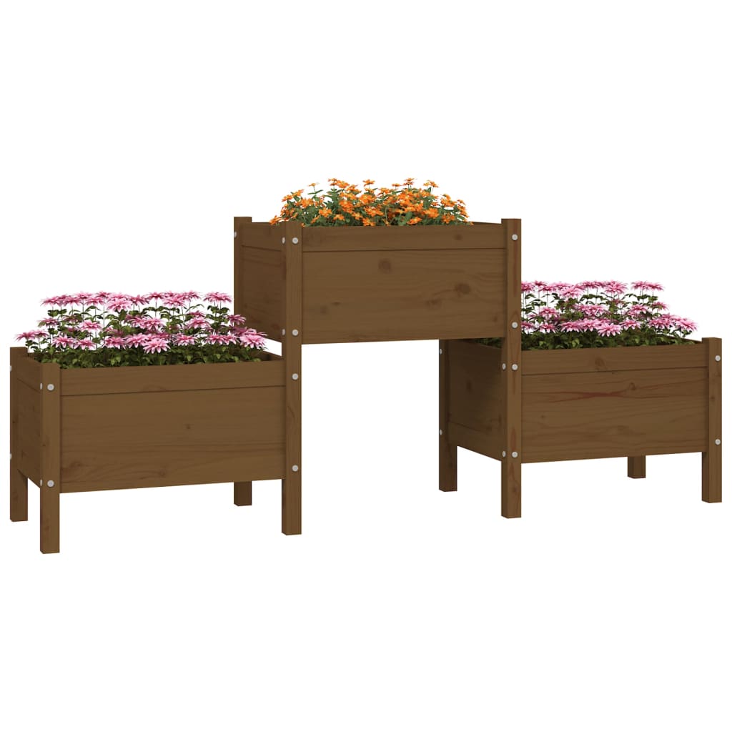 Jardinera De Madera De Pino Maciza Marrón Miel 178,5x44x75 Cm_2