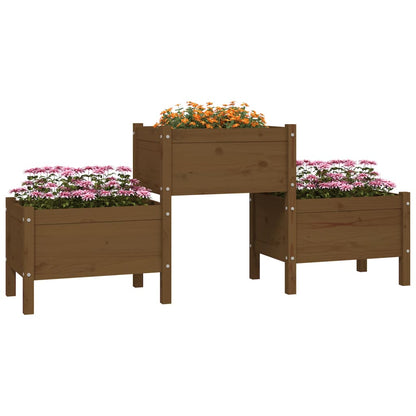 Jardinera De Madera De Pino Maciza Marrón Miel 178,5x44x75 Cm_2