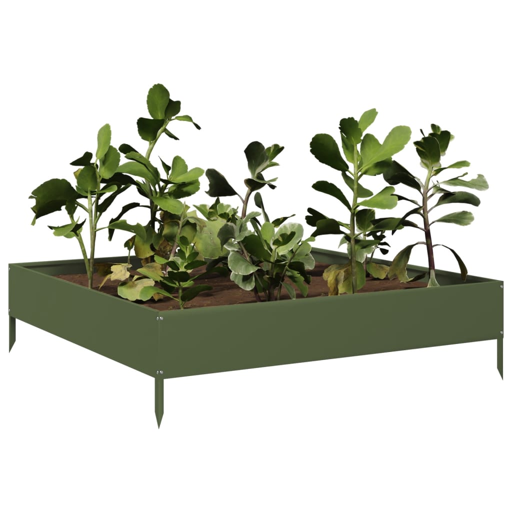 Arriate De Acero Verde Oliva 100x100x26 Cm_2