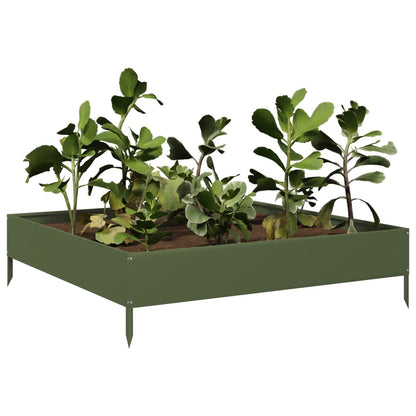 Arriate De Acero Verde Oliva 100x100x26 Cm_2