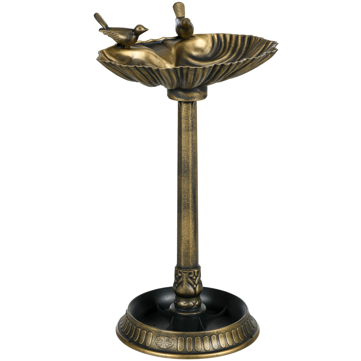 Outsunny Baño Para Pájaros De Jardín Exterior 81 Cm Con Diseño De Concha Bronce_0