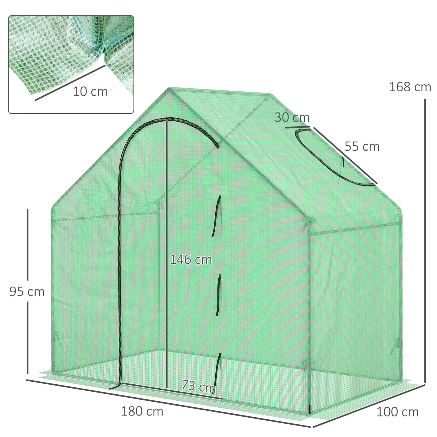 Outsunny Invernadero Pequeño Con Puerta Con Cremallera 180x100x168 Cm Verde_2
