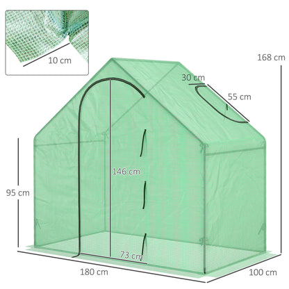 Outsunny Invernadero Pequeño Con Puerta Con Cremallera 180x100x168 Cm Verde_2