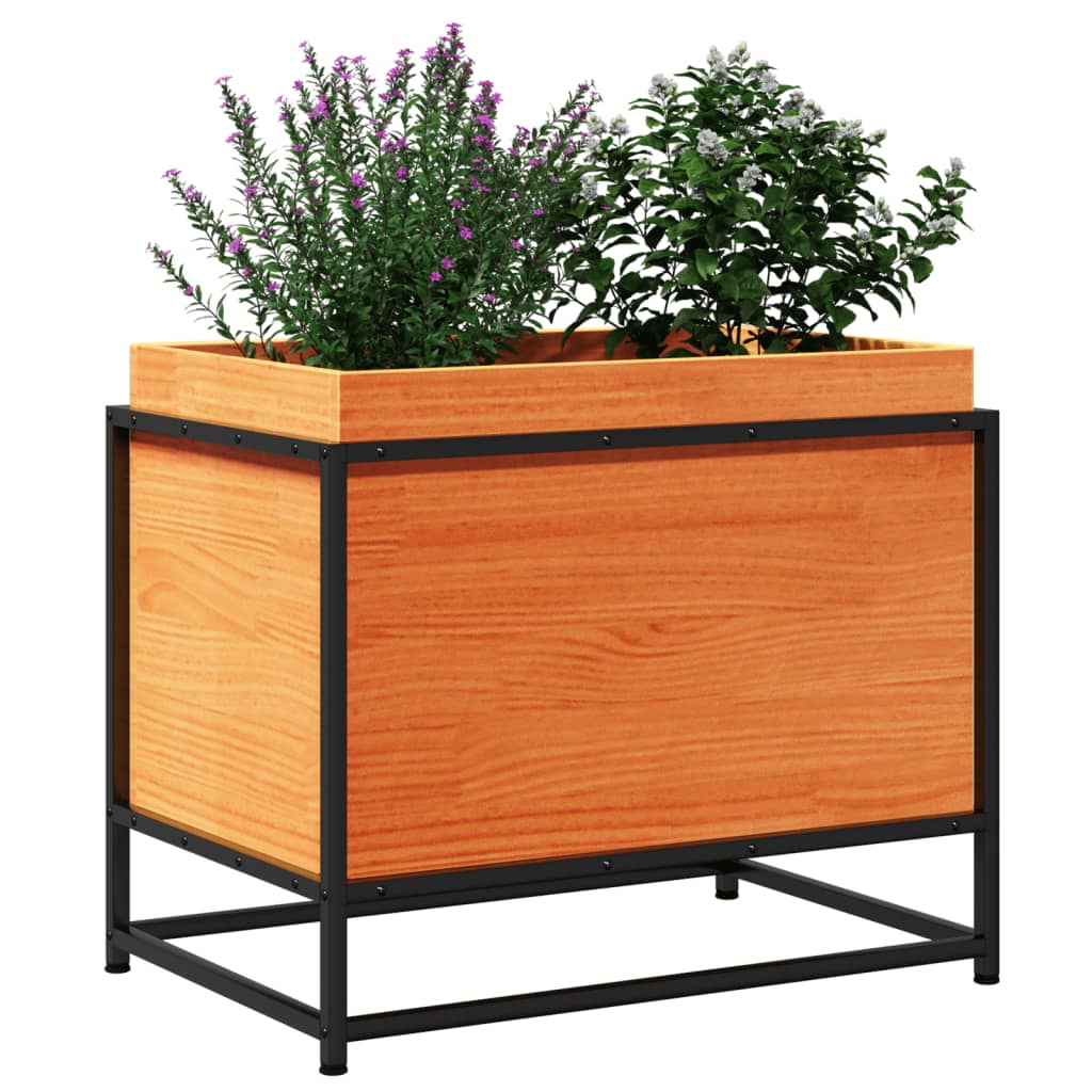 Jardinera De Madera Maciza Pino Marrón Cera 60x40x50 Cm_3