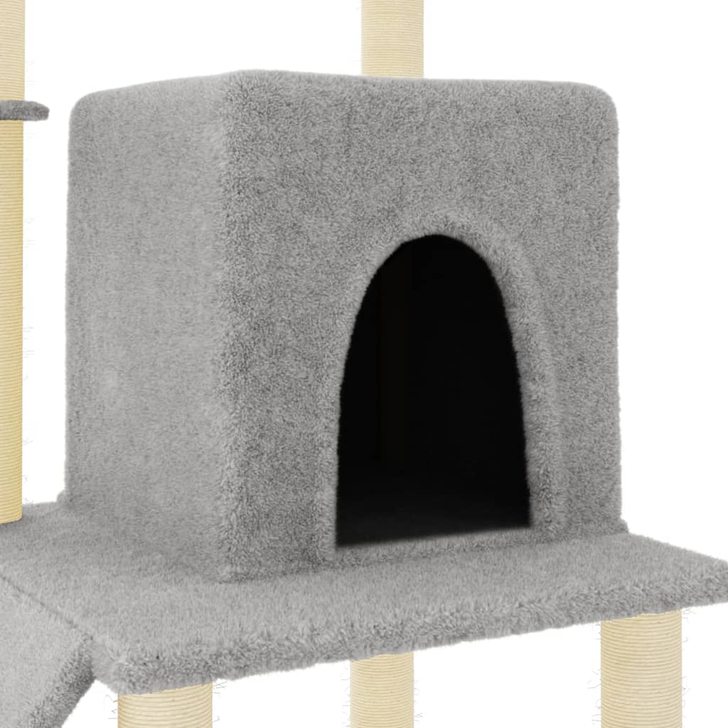 Rascador Para Gatos Con Postes De Sisal Gris Claro 96,5 Cm_5
