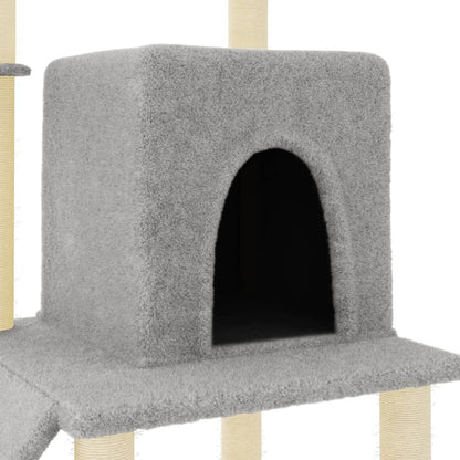 Rascador Para Gatos Con Postes De Sisal Gris Claro 96,5 Cm_5