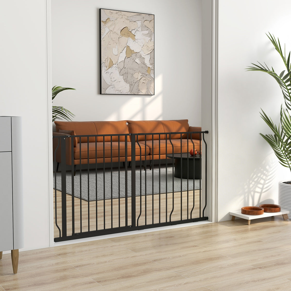 Pawhut Barrera De Seguridad Extensible Con 3 Extensiones 75-145x76 Cm Negro_1