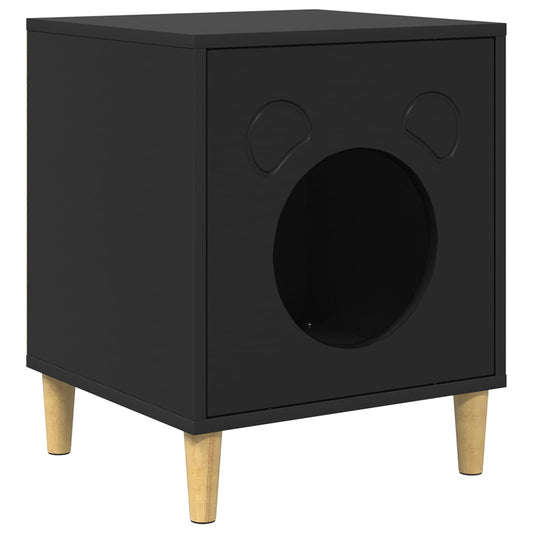 Casa Para Gatos Negro 42,5 X 40 X 53 Cm Madera De Ingeniería_0