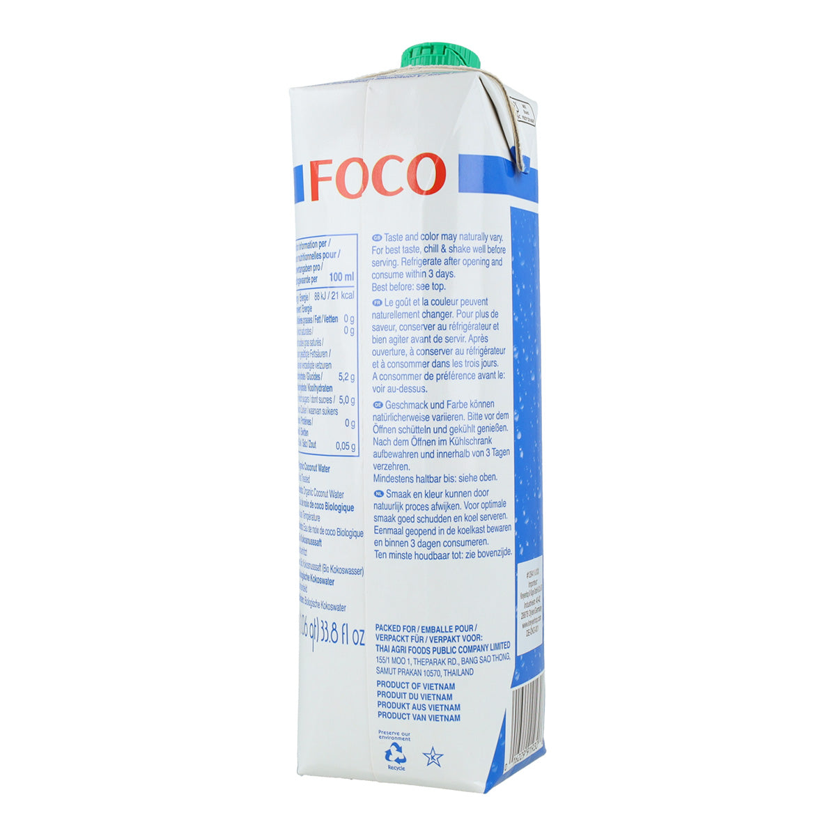 Agua de coco pura 100% ECO Natural Foco 1L