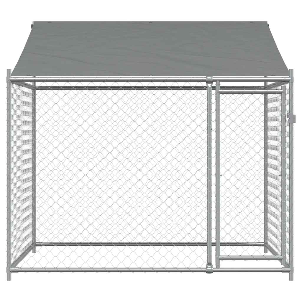 Jaula De Perros Techo Y Puerta Acero Galvanizado Gris 2x2x2 M_3