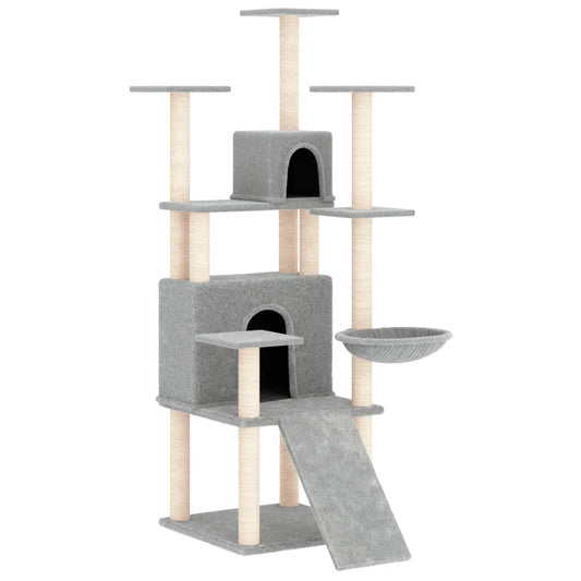 Rascador Para Gatos Con Postes De Sisal Gris Claro 154 Cm_0