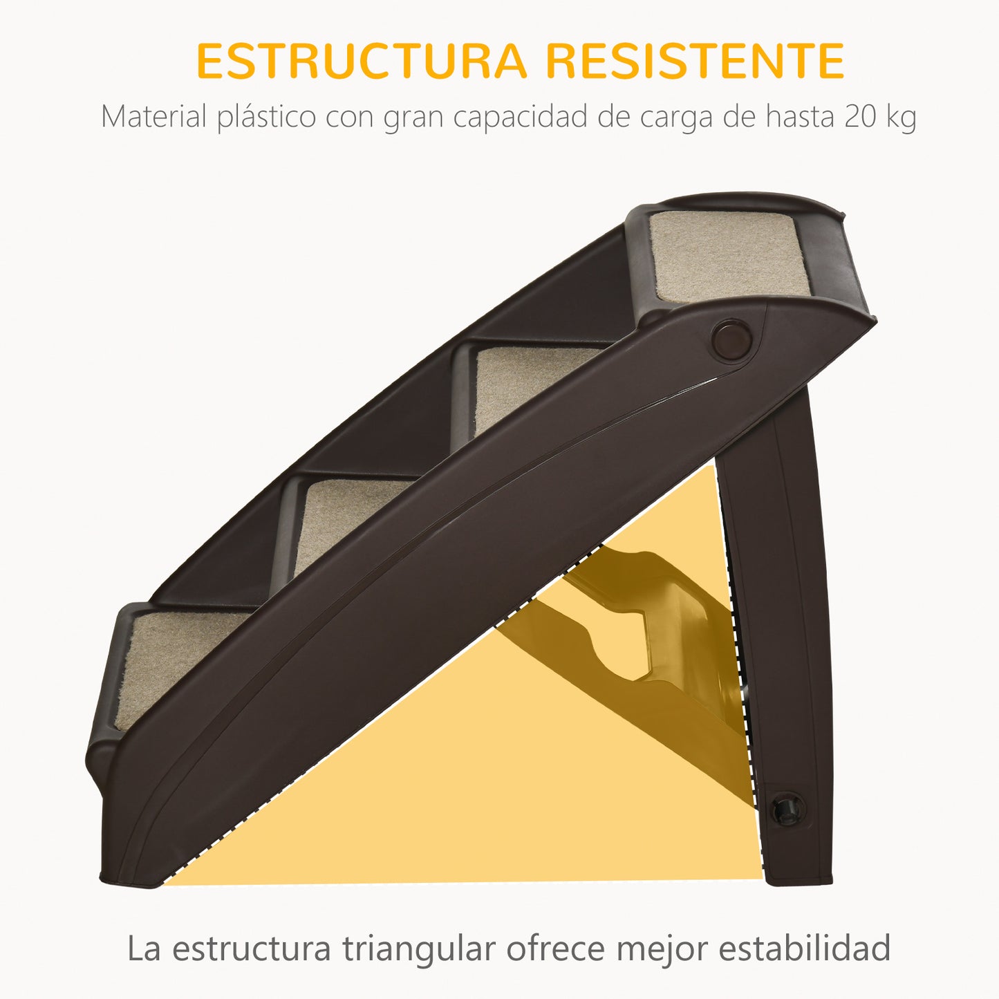 Pawhut Escalera Plegable Para Mascotas 4 Peldaños Con Alfombras Antideslizantes_5