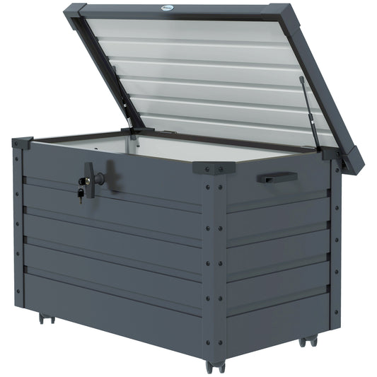Baúl De Exterior Outsunny Acero Galvanizado Gris Oscuro 100x62x65 Cm 84g-187v00cg_0