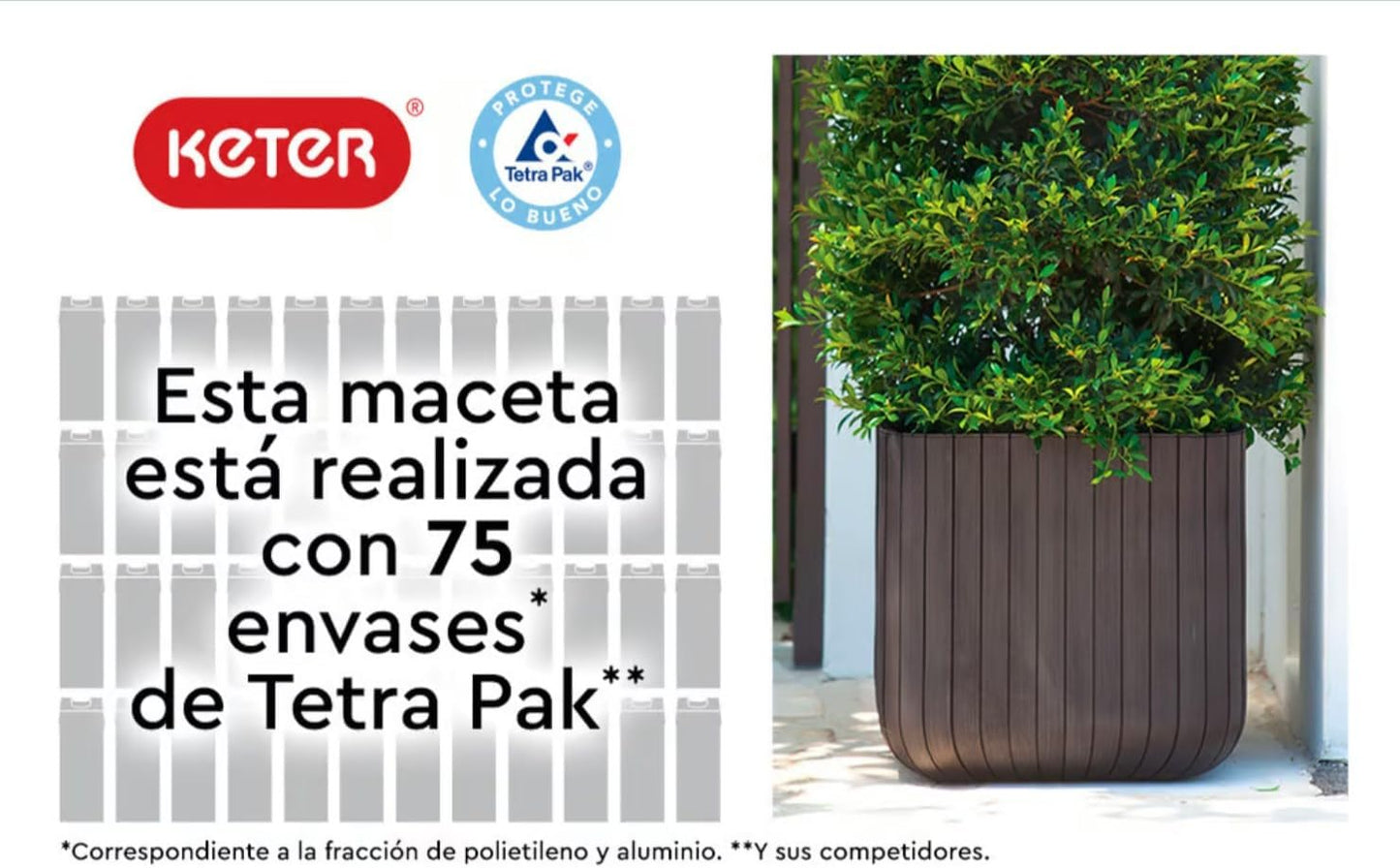 Keter Set 2x Macetero Polyal Wood Planter - 40x40x40 Cm Y 50l - Marrón_4