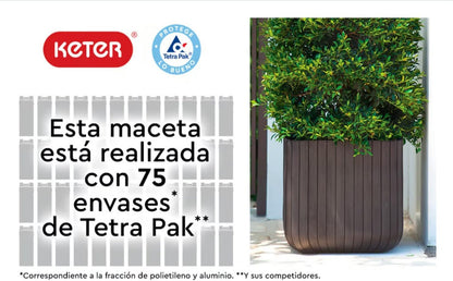 Keter Set 2x Macetero Polyal Wood Planter - 40x40x40 Cm Y 50l - Marrón_4