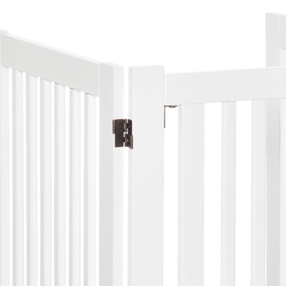 Pawhut Barrera Para Perros Plegable De Madera Con 1 Puerta 155x35,5x76 Cm Blanco_3
