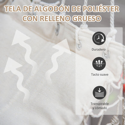 Silla Colgante Outsunny Algodón, Poliéster Blanco 90x50 Cm_5