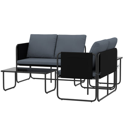 Muebles De Jardín Outsunny Acero, Textilene Gris 113x64x71 Cm_4