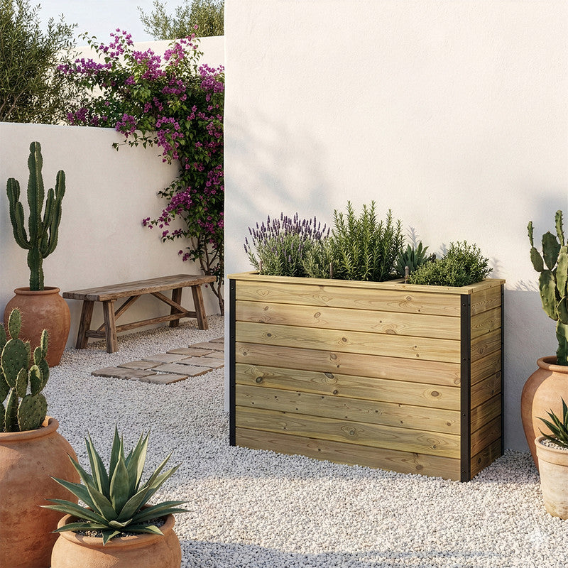 Jardinera Con Autorriego De Madera Nidum Interior Y Exterior Hortalia 110x40x80 Cm_1