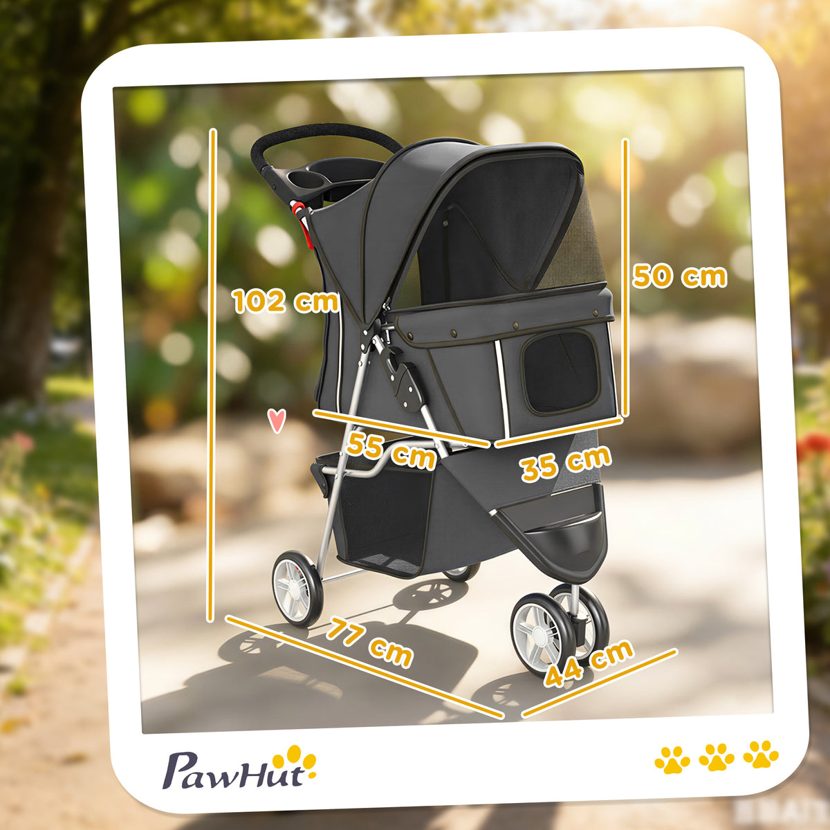 Pawhut Cochecito Para Perros Plegable Con Cesta De Almacenaje 77x44x102 Cm Gris_2