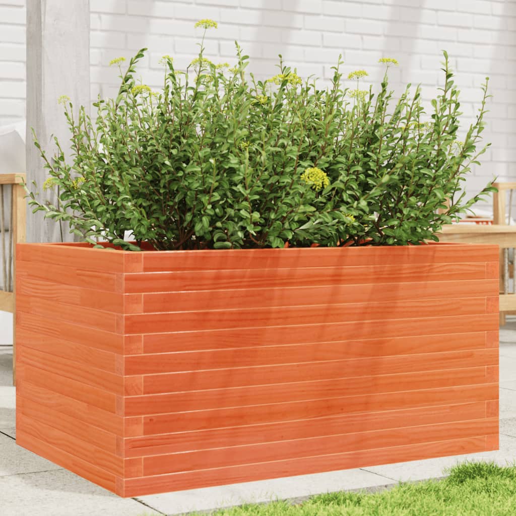 Jardinera Madera Maciza De Pino Marrón Cera 90x60x45,5 Cm_1