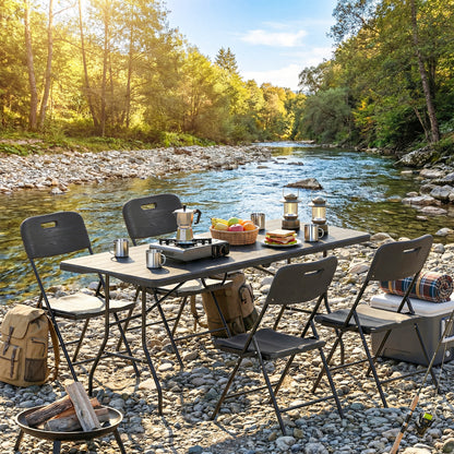 Outsunny Conjunto De Camping Plegable Con Mesa Y 4 Sillas Negro_4