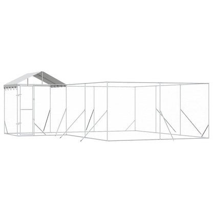 Perrera De Exterior Con Techo Acero Galvanizado Plata 6x6x2,5 M_0