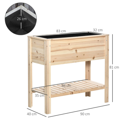 Outsunny Huerto Urbano Elevado Con Estante 90x40x81cm Mesa De Cultivo De Madera_2
