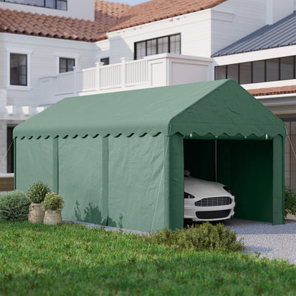 Outsunny Carpa Garaje 6x3 M Con Paredes Laterales Desmontables Verde_3