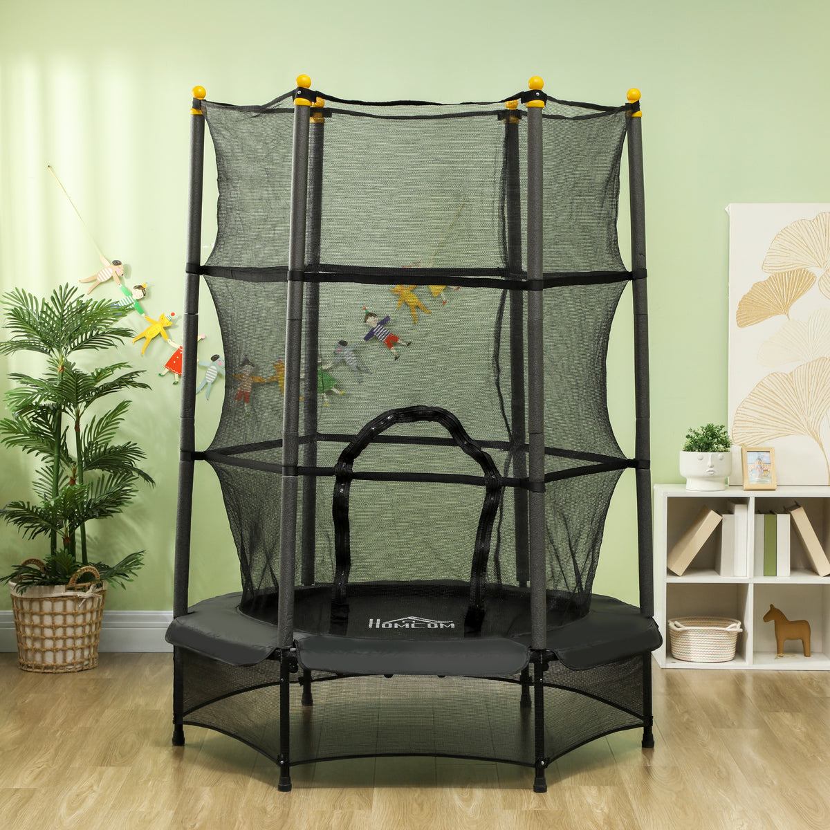 Cama Elástica Infantil Homcom Acero, Pp Negro 140x140x190 Cm_1