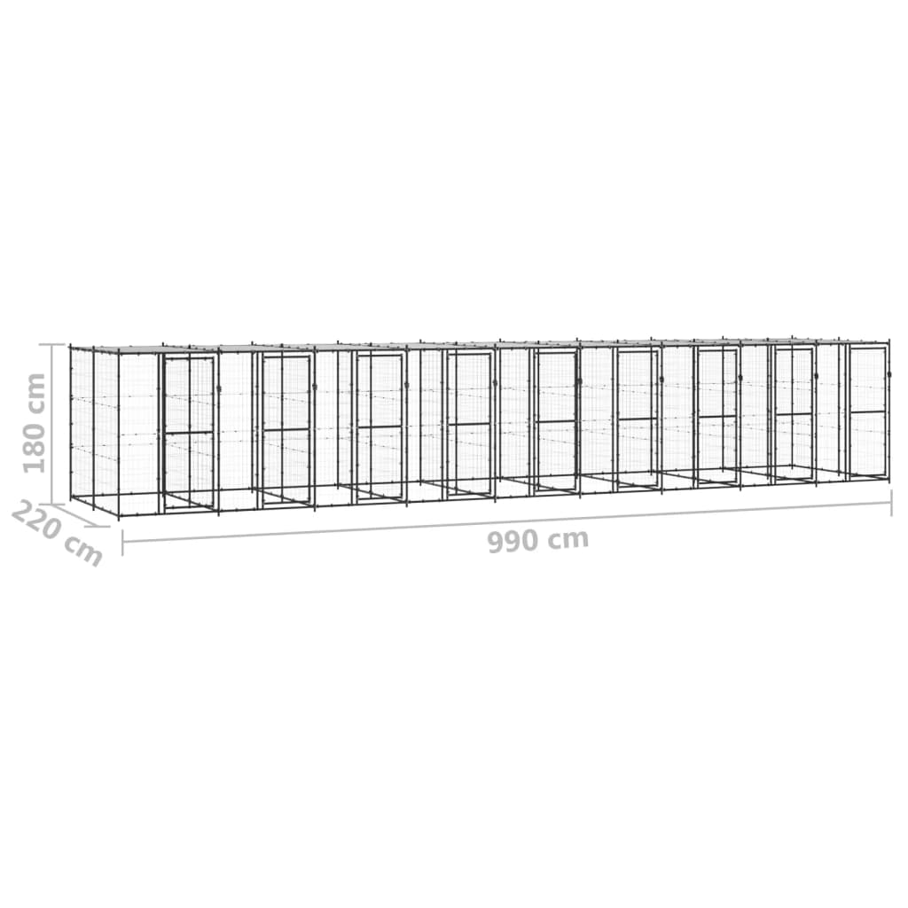 Perrera De Exterior De Acero Con Techo 21,78 M²_5
