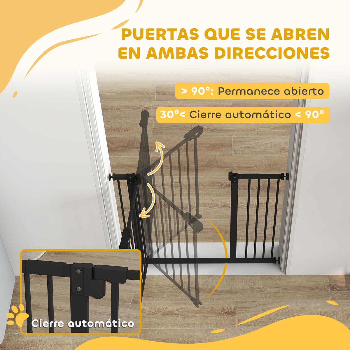 Pawhut Barrera De Seguridad Para Perros Escaleras Y Puertas 74-94 Cm Negro_4