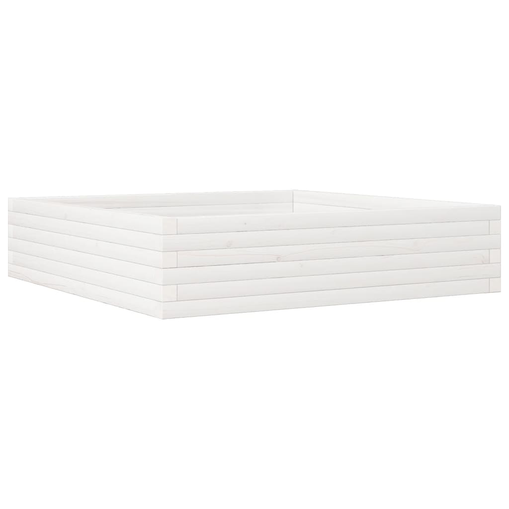 Jardinera Madera Maciza De Pino Blanco 100x100x23 Cm_0